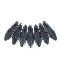 Czech Glass Daggers beads 5x16mm Jet hematite 23980-14400